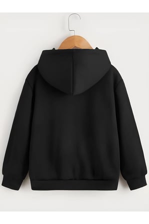 Çocuk   Kapüşonlu Tatlı Kedi Baskılı Sweatshirt - Siyah