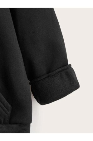 Çocuk   Kapüşonlu Ön ve Arka Blessed Baskılı Sweatshirt - Siyah