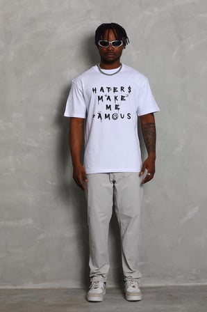 Erkek Kısa kol Baskılı Bisiklet Yaka T-Shirt - Beyaz
