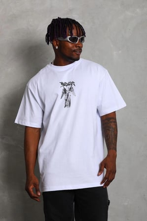 Erkek Kısa kol Baskılı Bisiklet Yaka T-Shirt - Beyaz