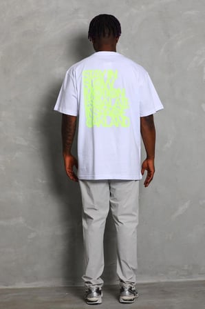 Erkek Kısa kol Baskılı Bisiklet Yaka T-Shirt - Beyaz