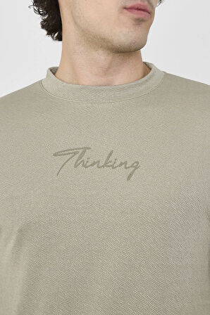 Unisex Bisiklet Yaka Slim fit T-Shirt- Açık Yeşil