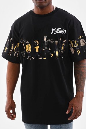 Erkek Kısa Kol Yazlık Tişört Bisiklet Yaka Baskılı Oversize T-Shirt - Siyah