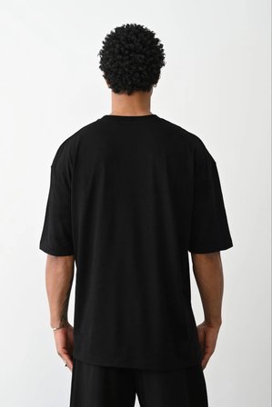 Erkek Düz Basic Bisiklet Yaka Kısa kol T-Shirt - Siyah