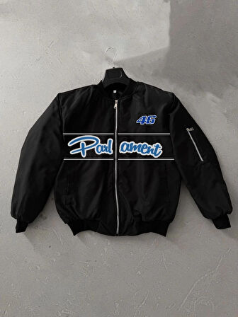 Kadın Siyah Bomber Mont - Parliament Yazılı,- Siyah