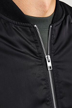 Erkek Siyah Bomber Mont  Siyah