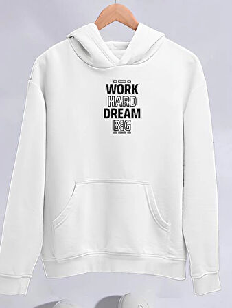 Kışlık Üç İplik Kapüşonlu SweatShirt - Beyaz