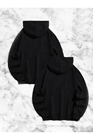 Örümcek Baskılı Sevgili Çift Kombini Kapüşonlu Sweatshirt & Hodie - Siyah
