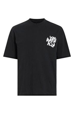 Erkek Baskılı Oversize T-shirt - Siyah