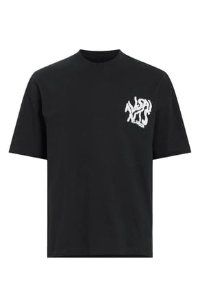 Erkek Tişört Baskılı Oversize Kısa kol T-shirt - Siyah