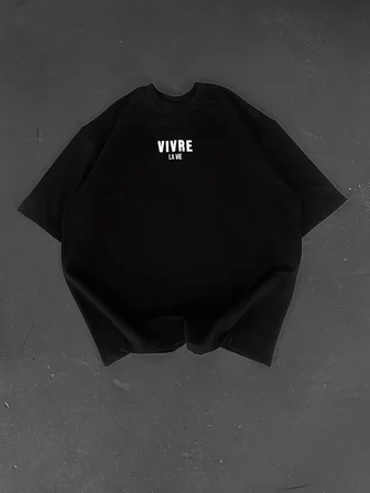 Erkek Ön ve Arka Baskılı T-Shirt Kısa Kol Bisiklet Yaka Regular Fit Tişört -  Siyah