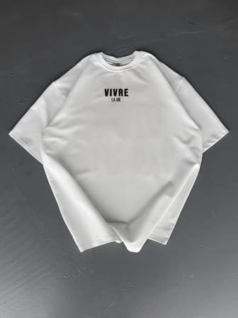 Erkek Ön ve Arka Baskılı T-Shirt Kısa Kol Bisiklet Yaka Regular Fit Tişört - Beyaz