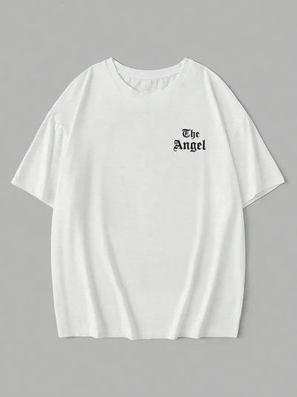 Kadın Penye Compack Dark Angel Baskılı Kısa Kol Yazlık T-shirt- Beyaz