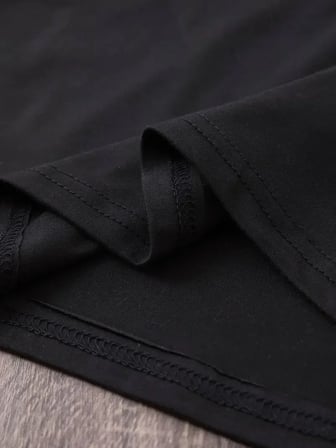 Kadın Kısa Kol Yazlık Tişört Bisiklet Yaka Baskılı Oversize T-Shirt - Siyah