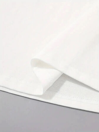 20/1 Penye Compack Palmiye Baskılı Oversize Bisiklet Yaka Kısa Kol T-shirt - Beyaz