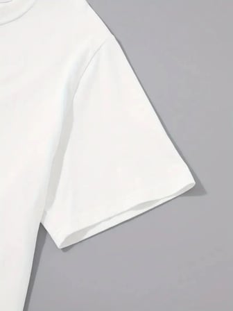Erkek Kısa Kol Yazlık Tişört Bisiklet Yaka Baskılı Oversize T-Shirt - Beyaz