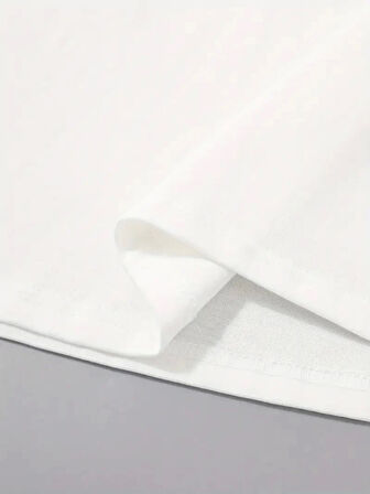 20/1 Penye Compack Palmiye Ön Baskılı Oversize Bisiklet Yaka Kısa Kol Yazlık T-shirt - Beyaz