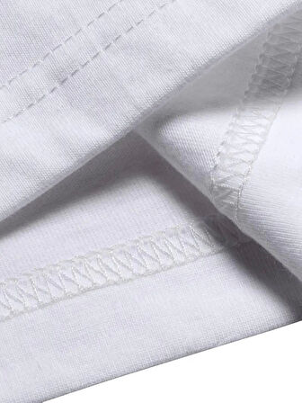 20/1 Penye Compack Özgür kuşlar Baskılı Oversize Bisiklet Yaka T-shirt - Beyaz