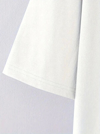 No Risk No Story Baskılı Oversize Bisiklet Yaka T-shirt - Beyaz