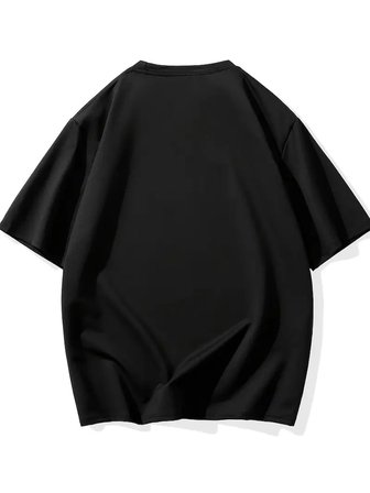 "Neden Bana Bakıyorsun?" Komik Kedi Grafik Tişört - Dijital Baskılı Siyah Bol Kesim Streetwear Tişört, Erkekler için Dört Mevsim Günlük Gömlek - Siyah