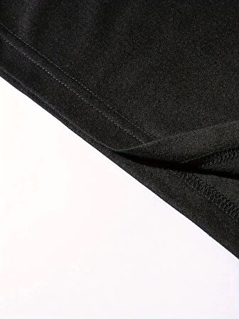 Benzersiz Sırt Baskılı Erkek Sokak Stili Bol Tişört - Nefes Alabilir Polyester, Makinede Yıkanabilir - Siyah