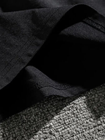 Erkek Dağ Grafikli Tişört, Yaz için Büyük Beden Rahat T-shirt - Siyah