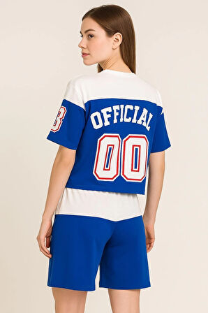 Kadın Şortlu Takım - Oversize- Mavi