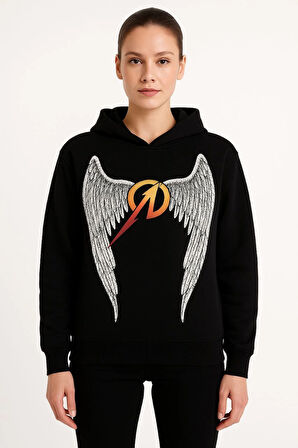 Metallica İki İplik Kapüşonlu Ön ve Arka Baskılı hoodie - Siyah