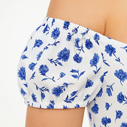 Bardot Omuzu Acık Çiçek Desenli Elbise - Desenli