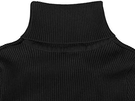 Kadın Boğazlı Triko Elbise - Siyah