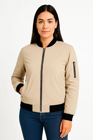 Kadın Bomber Mont Ceket - bej