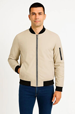 Erkek Bomber Mont Ceket - Bej