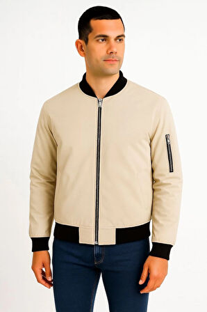 Erkek Bomber Mont Ceket - Bej