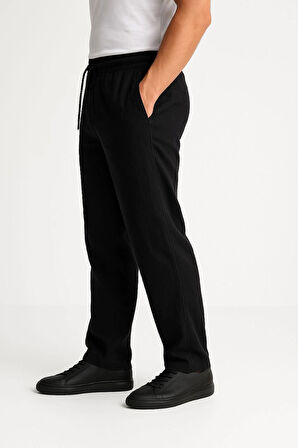 Erkek Keten Pantolon -  Siyah