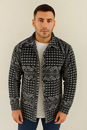 Erkek Polar Fermuarlı Sweatshirt - Kapüşonsuz, Cepli, Yumuşak Dokulu, Oversize Rahat Kalıp, Kışlık Sıcak Tutan Fermuarlı Üst - Siyah