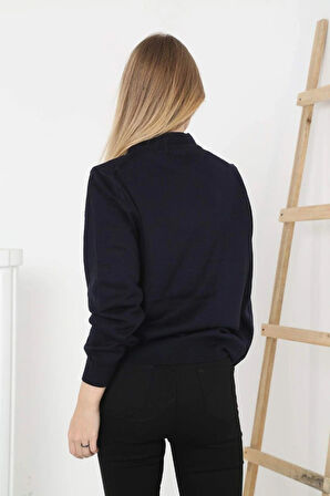 Velmora    Yarım Boğaz Triko Kazak  at Regular kalıp - Siyah