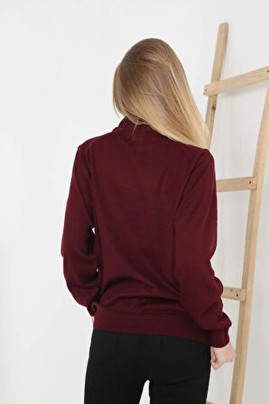 Velmora    Yarım Boğaz Triko Kazak- Bordo