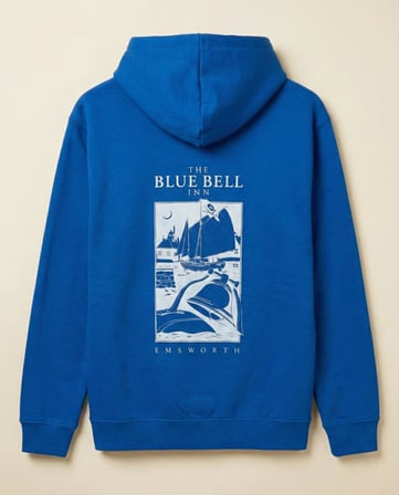 Kapüşonlu Double Oversize Hoodie – Üç İplik Pamuklu, Deniz ve Yelken Baskılı, Kanguru Cepli Premium Sweatshirt - Saks Mavi