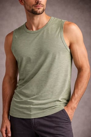 Erkek Flamlı Kumaş Kolsuz Atlet Günlük Fitness Spor T-Shirt - Mint Yeşili