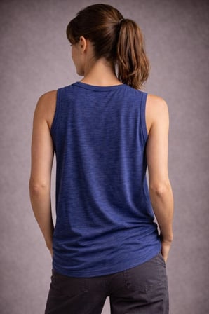 Kadın Flamlı Kumaş Kolsuz Atlet Günlük Fitness Spor T-Shirt - İndigo