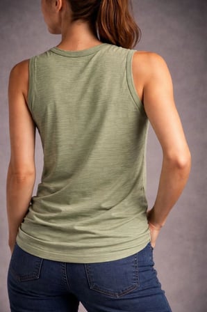 Kadın Flamlı Kumaş Kolsuz Atlet Günlük Fitness Spor T-Shirt - Yeşili