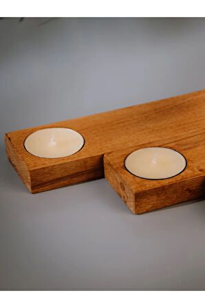 Ahşap Mum Tutucu Set