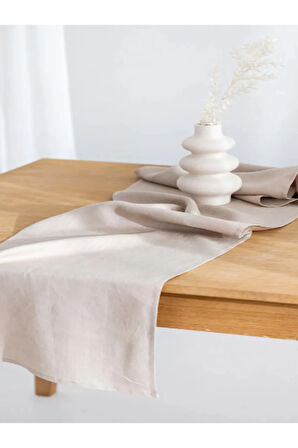 Doğal Keten Runner Bej 40x100 Cm