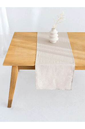 Doğal Keten Runner Bej 40x100 Cm