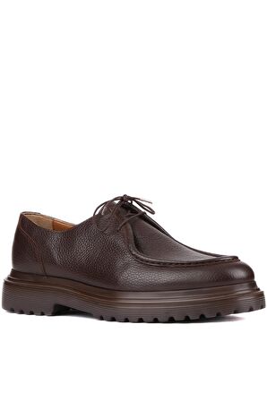 Shoetyle - Kahverengi Deri Bağcıklı Erkek Günlük Ayakkabı 250-1617