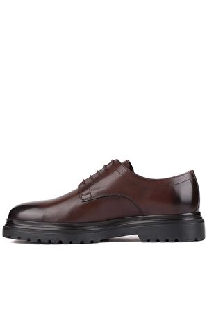 Shoetyle - Kahverengi Deri Bağcıklı Erkek Klasik Ayakkabı 250-2013
