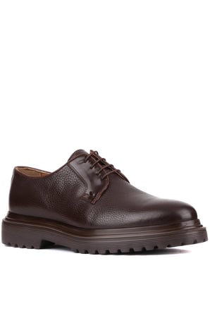 Shoetyle - Kahverengi Deri Bağcıklı Erkek Klasik Ayakkabı 250-2013