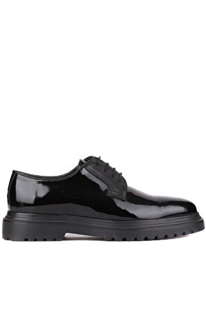 Shoetyle - Siyah Rugan Deri Bağcıklı Erkek Klasik Ayakkabı 250-2013