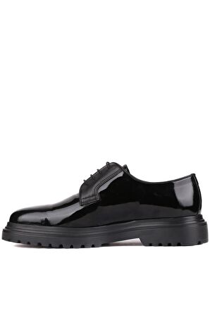 Shoetyle - Siyah Rugan Deri Bağcıklı Erkek Klasik Ayakkabı 250-2013