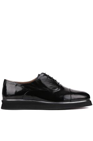 Shoetyle - Siyah Rugan Deri Bağcıklı Erkek Klasik Ayakkabı 250-2030
